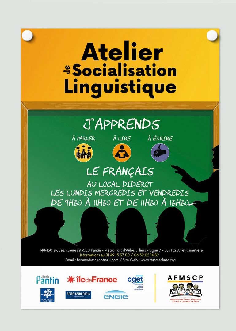 Affiche Atelier de socialisation lingusitique (projet primé)